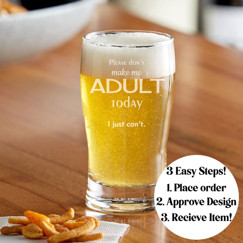 Pub Taster Glasses - Set of 4 - 5oz - Customizable, Laser Engraved, Etched, Personalized